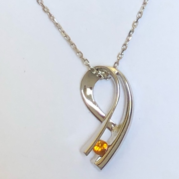 💎Real yellow topaz 925 silver swirl necklace - Picture 3 of 7